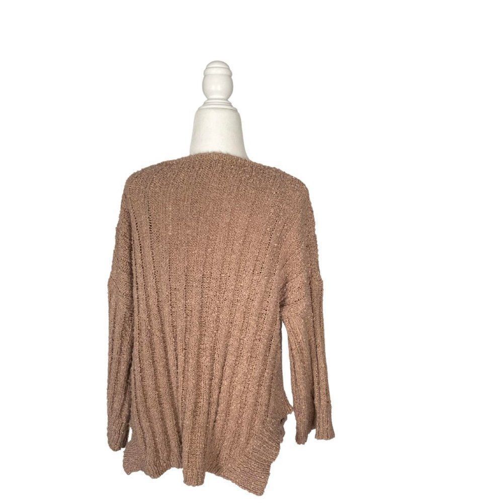 Fashion Nova Oversized Laced Front Sweater Camel Tan - Size Small - Picture 2 of 4